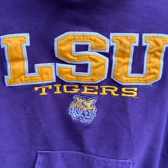 Section 101 by Majestic LSU Tigers Small Long Sleeve Purple Hooded Sweatshirt - Picture 7 of 7